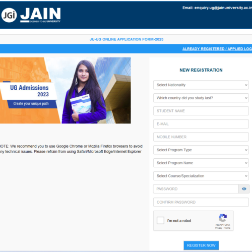 JU-UG ONLINE APPLICATION FORM-2023