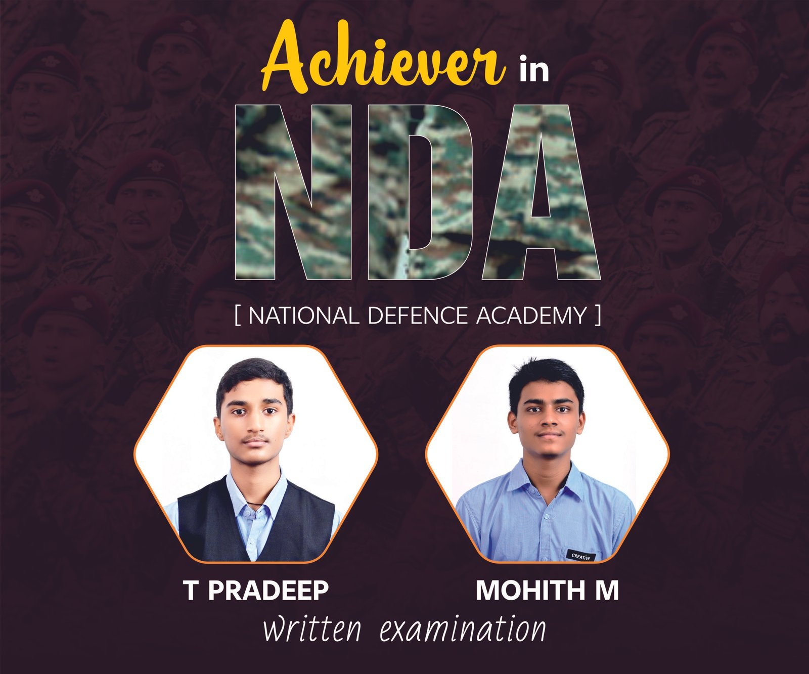 NDA and NA 2 ಪರೀಕ್ಷೆಯ ರ  ಫಲಿತಾಂಶ ಪ್ರಕಟ : ಕ್ರಿಯೇಟಿವ್ ಕಾಲೇಜಿಗೆ ಉತ್ತಮ ಫಲಿತಾಂಶ